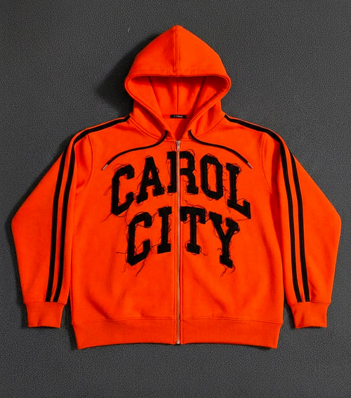 Carol City Zip Hoodie - Orange/Black